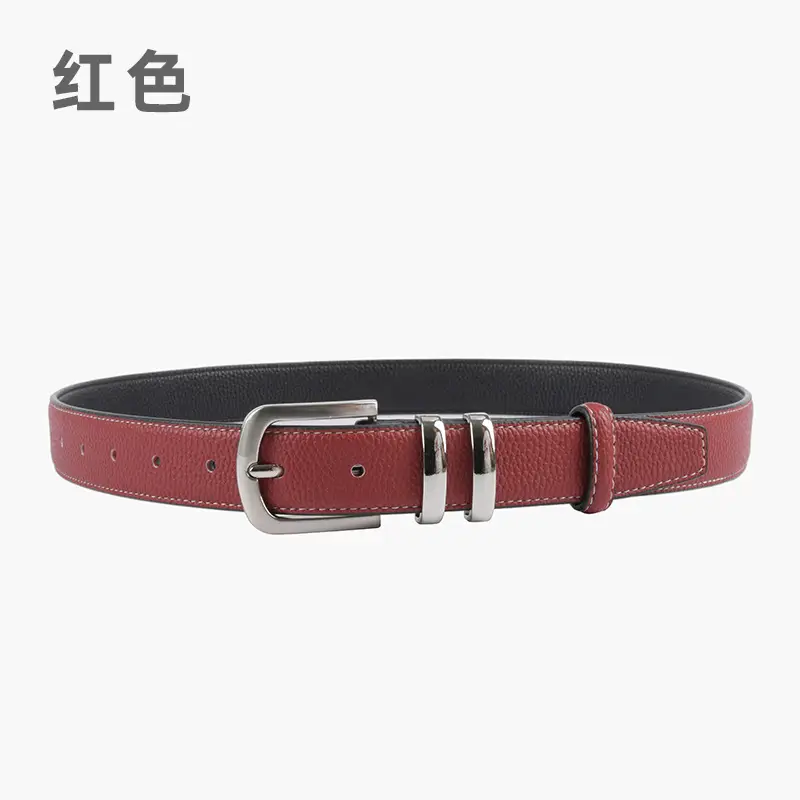 Women's Black Genuine Leather Belt with Buckle - Image 5