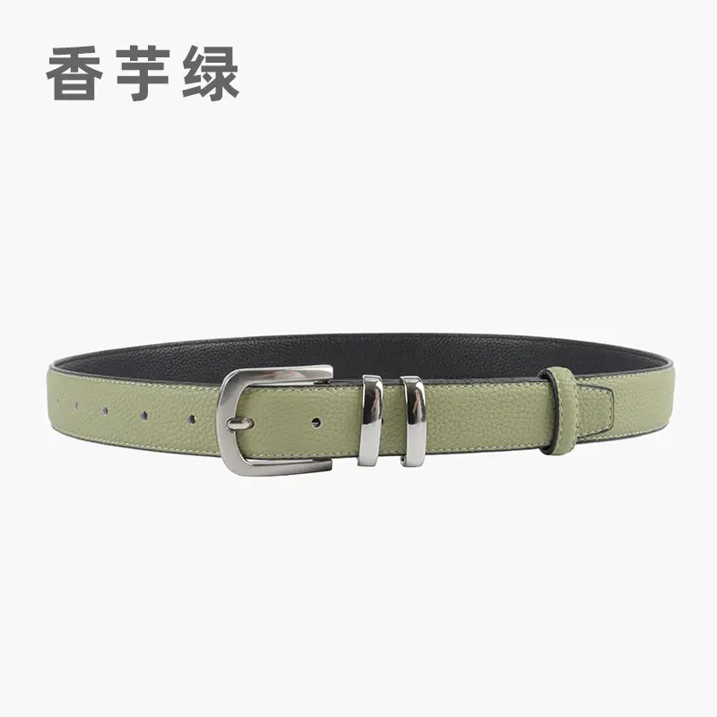 Women's Black Genuine Leather Belt with Buckle - Image 6
