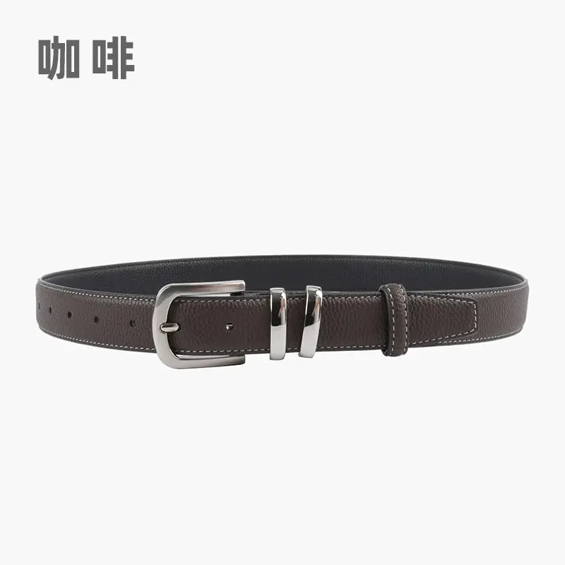 Women's Black Genuine Leather Belt with Buckle - Image 8