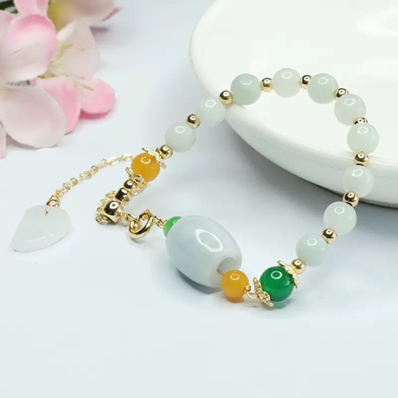 Lucky Jade Bracelet with Green Leaves for Women - Image 5