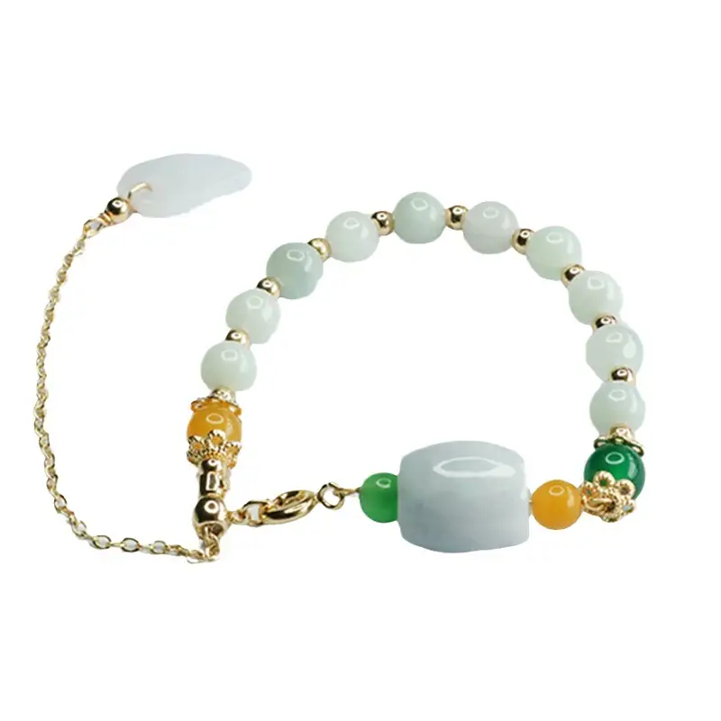 Lucky Jade Bracelet with Green Leaves for Women - Image 6