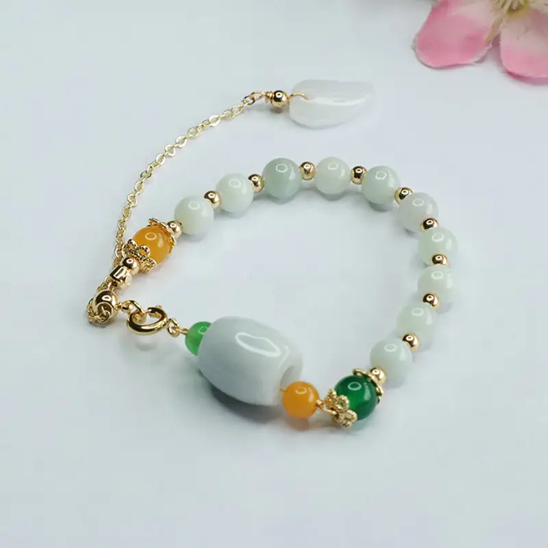 Lucky Jade Bracelet with Green Leaves for Women — feature 7