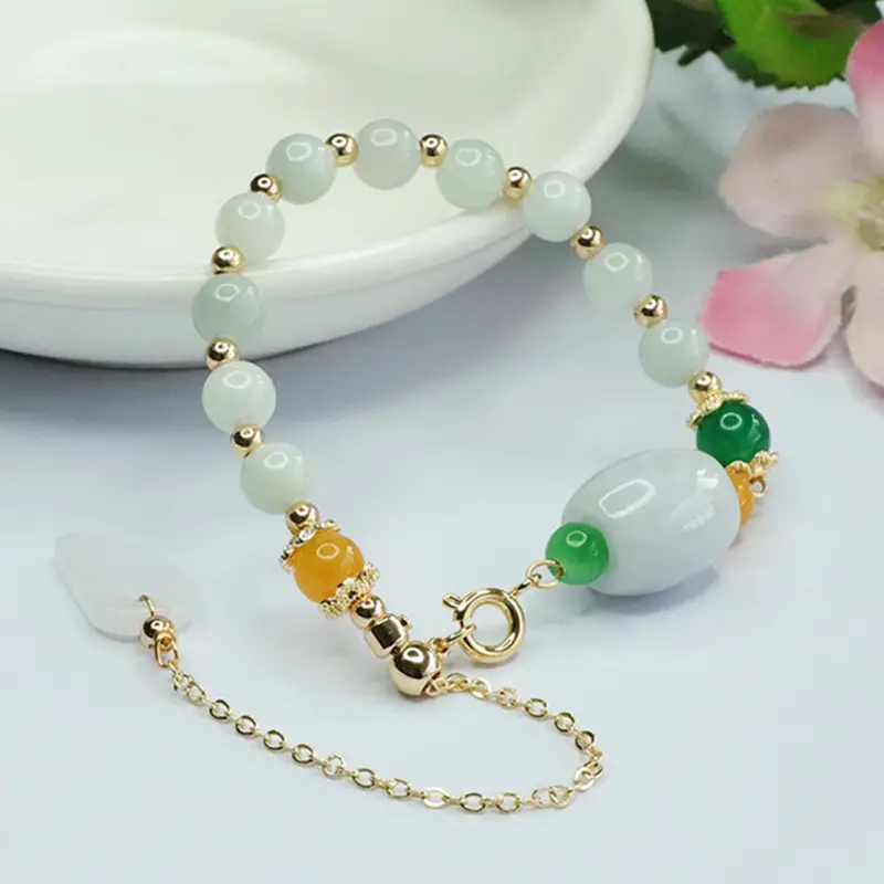 Lucky Jade Bracelet with Green Leaves for Women — feature 9