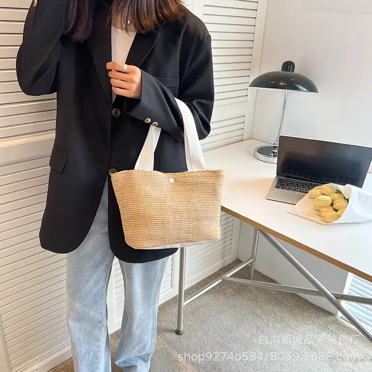 Summer Straw Beach Bag Large Capacity Women's Tote — feature 11