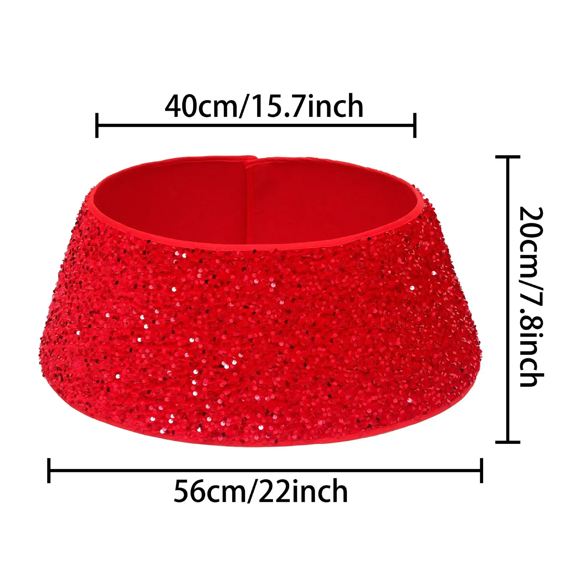 Red Glitter Christmas Tree Skirt Decor 40x20cm