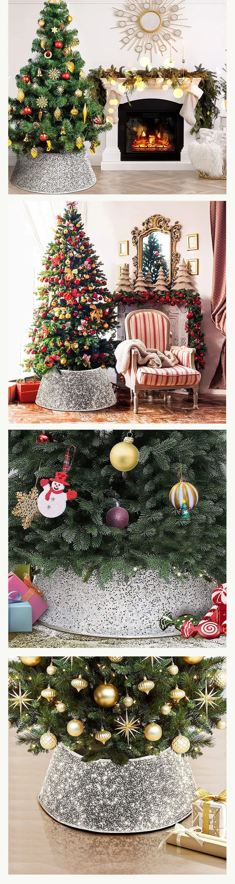 Red Glitter Christmas Tree Skirt Decor 40x20cm — feature 3
