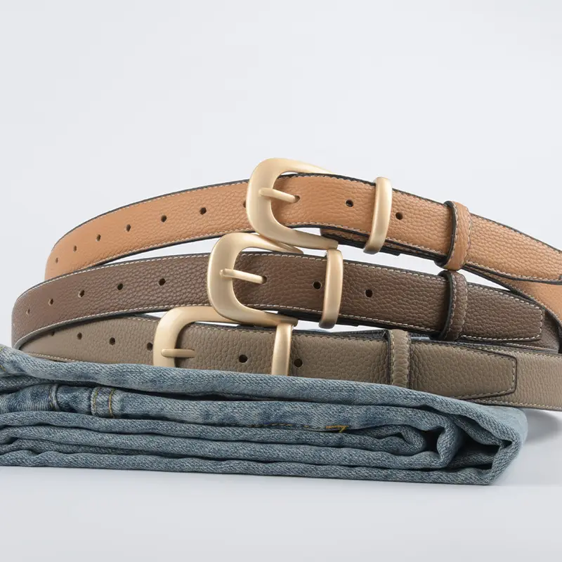 Women's Genuine Leather Belt with Gold Buckle - Image 19