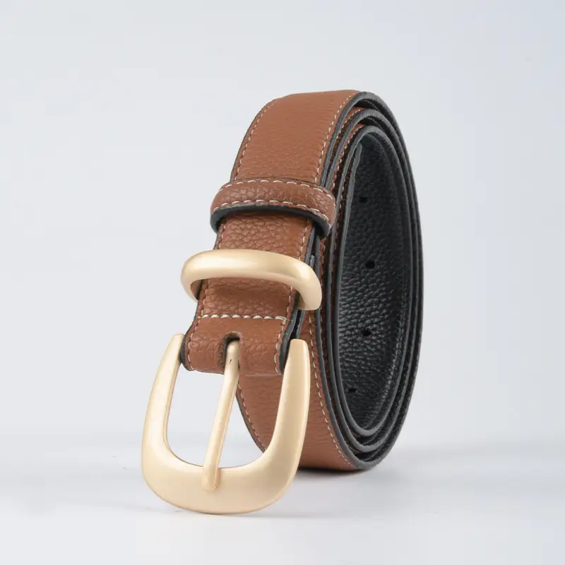 Women's Genuine Leather Belt with Gold Buckle - Image 20