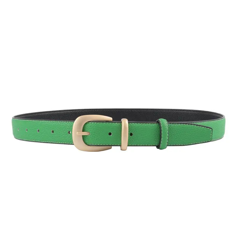 Women's Genuine Leather Belt with Gold Buckle - Image 21