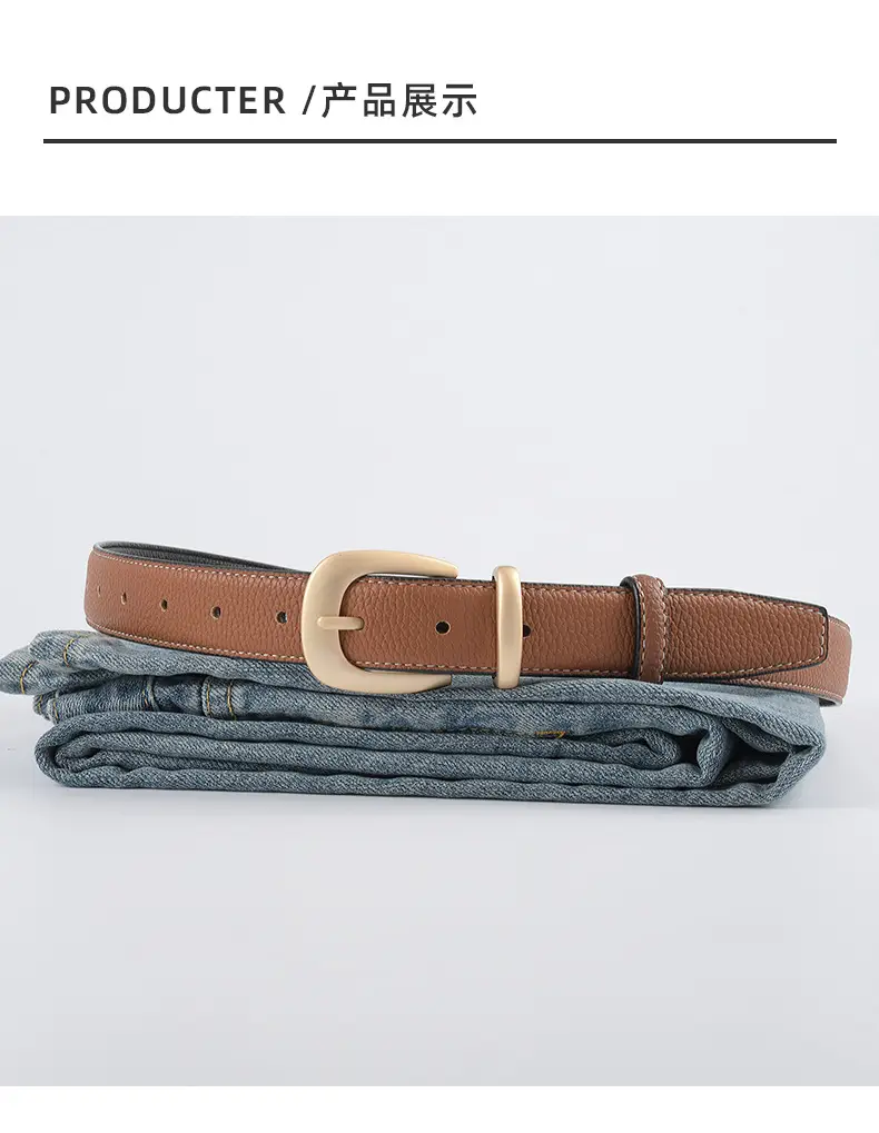 Women's Genuine Leather Belt with Gold Buckle β feature 10