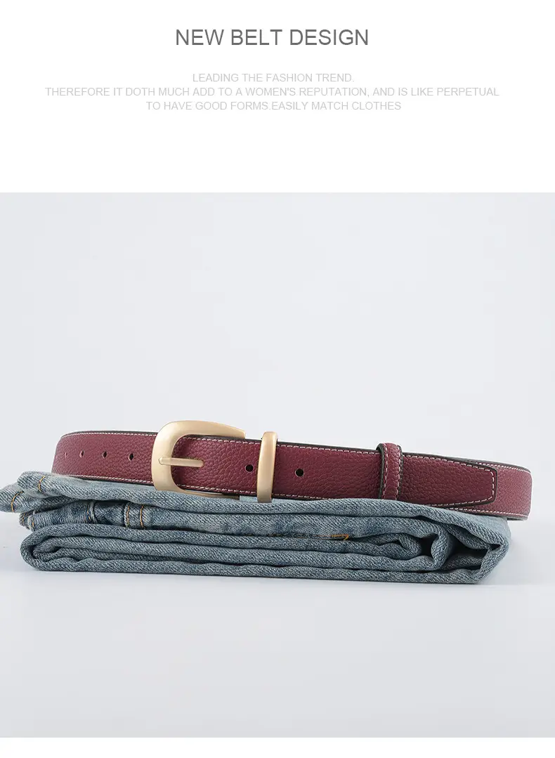 Women's Genuine Leather Belt with Gold Buckle β feature 11