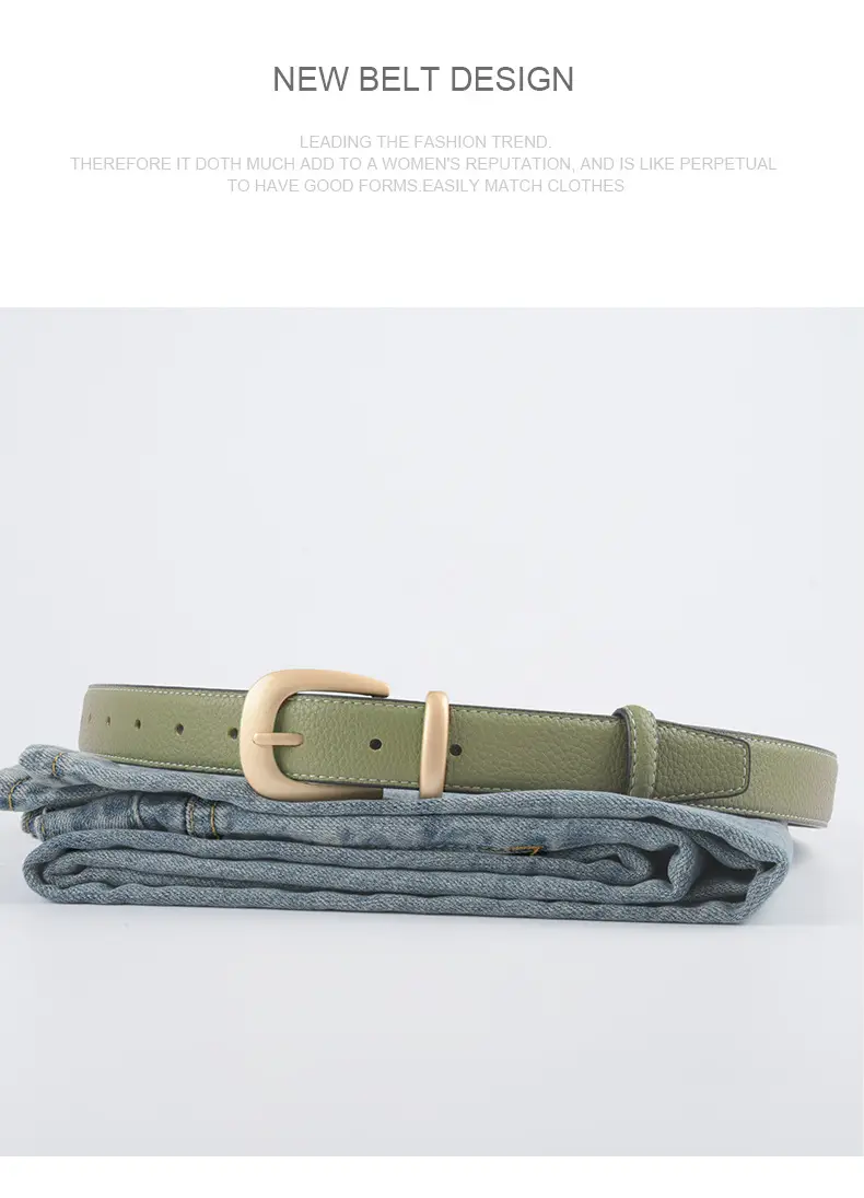 Women's Genuine Leather Belt with Gold Buckle β feature 12
