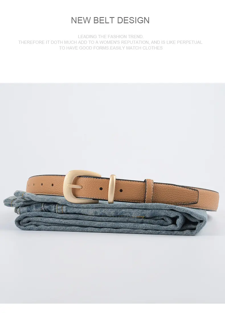 Women's Genuine Leather Belt with Gold Buckle β feature 13