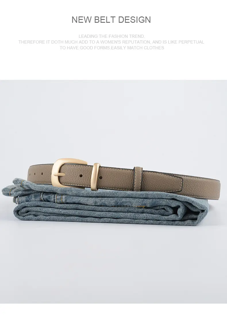 Women's Genuine Leather Belt with Gold Buckle β feature 14