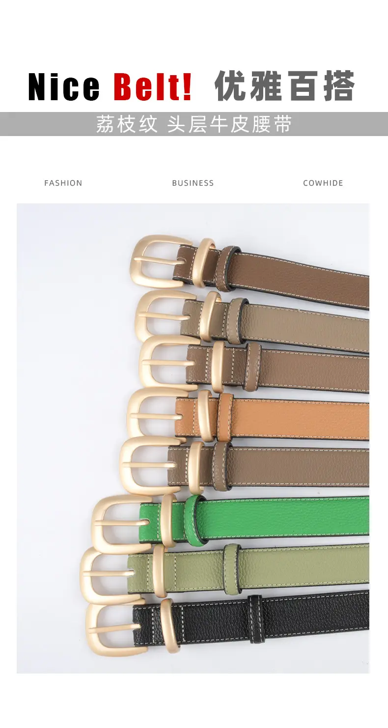 Women's Genuine Leather Belt with Gold Buckle β feature 4