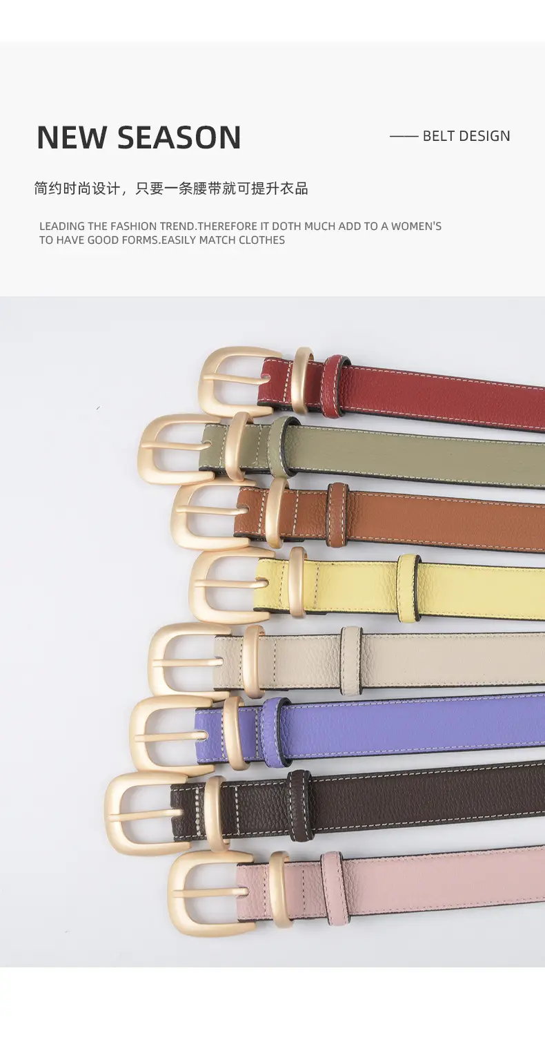 Women's Genuine Leather Belt with Gold Buckle β feature 5