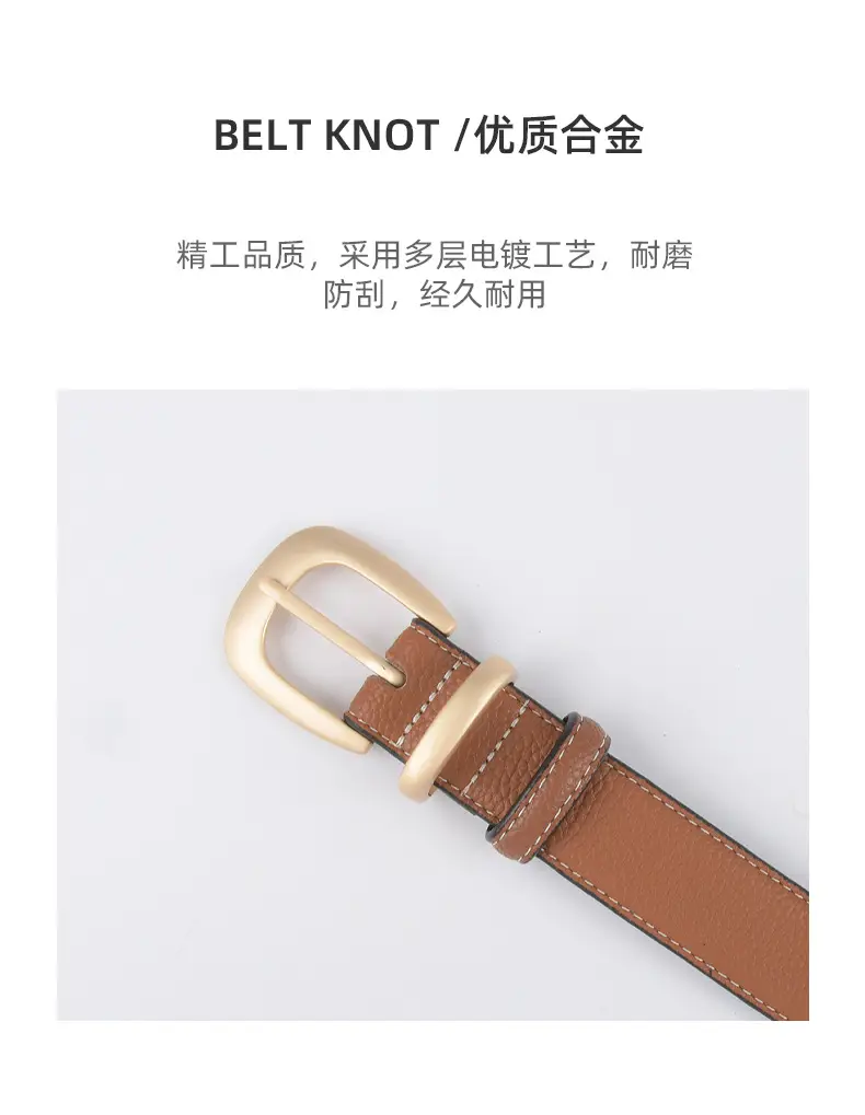 Women's Genuine Leather Belt with Gold Buckle β feature 7