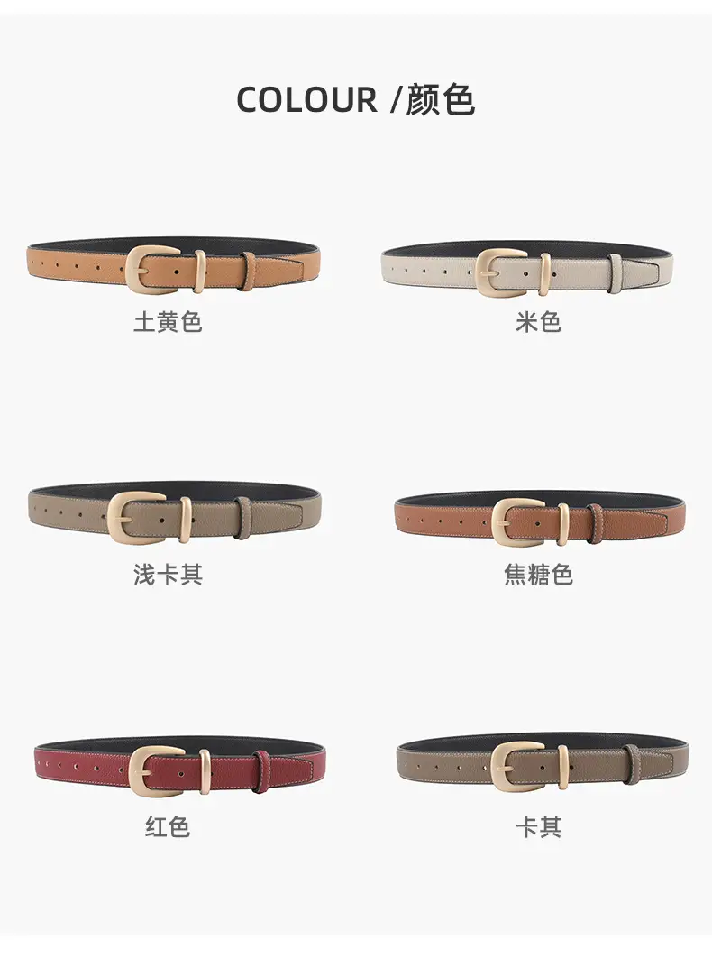 Women's Genuine Leather Belt with Gold Buckle β feature 9