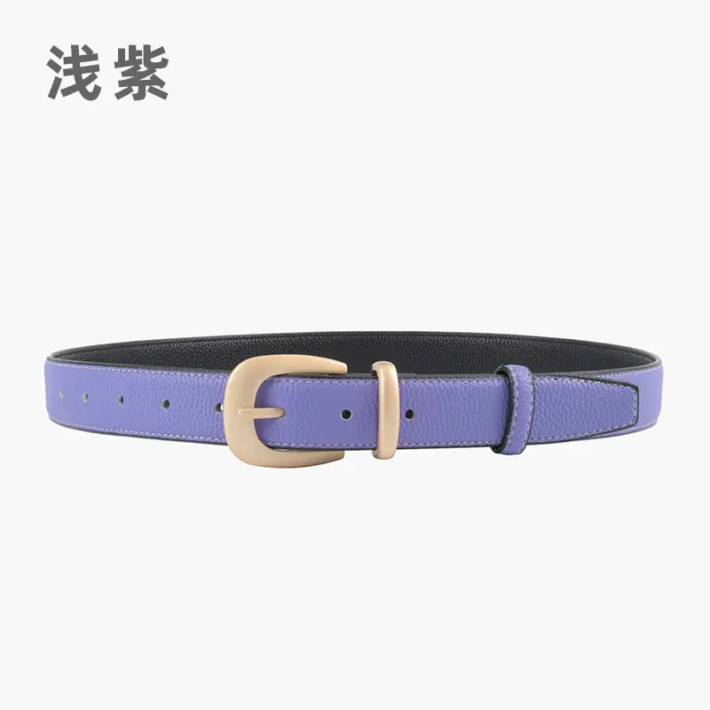 Women's Genuine Leather Belt with Gold Buckle - Image 10