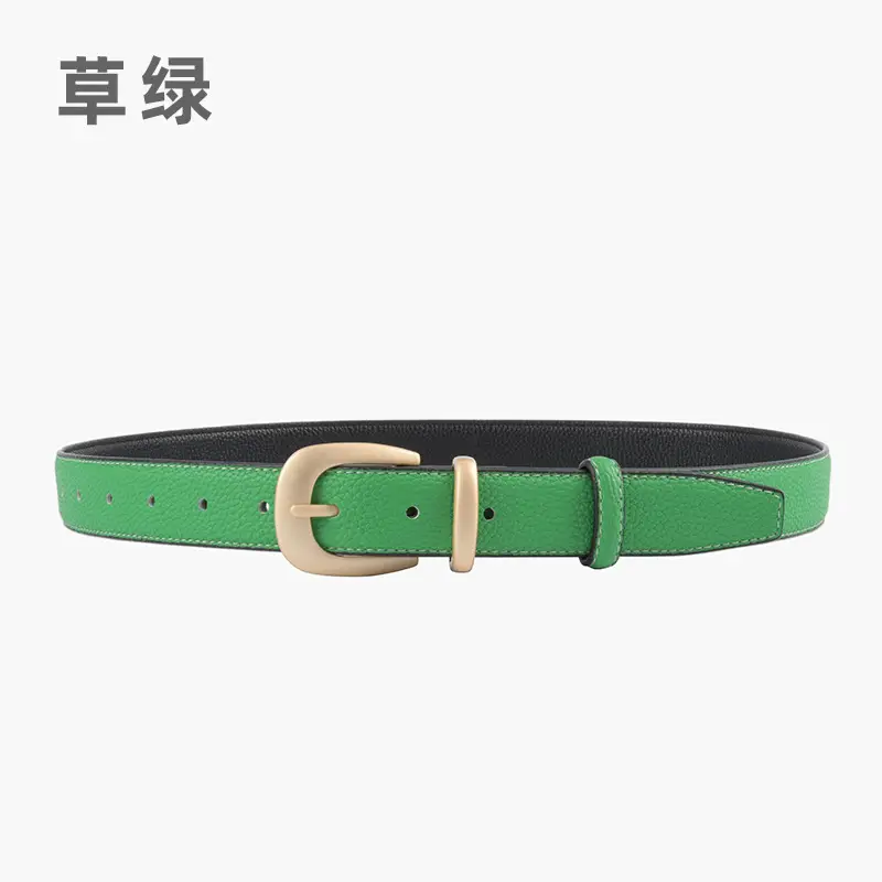 Women's Genuine Leather Belt with Gold Buckle - Image 12
