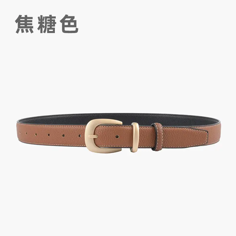 Women's Genuine Leather Belt with Gold Buckle - Image 14