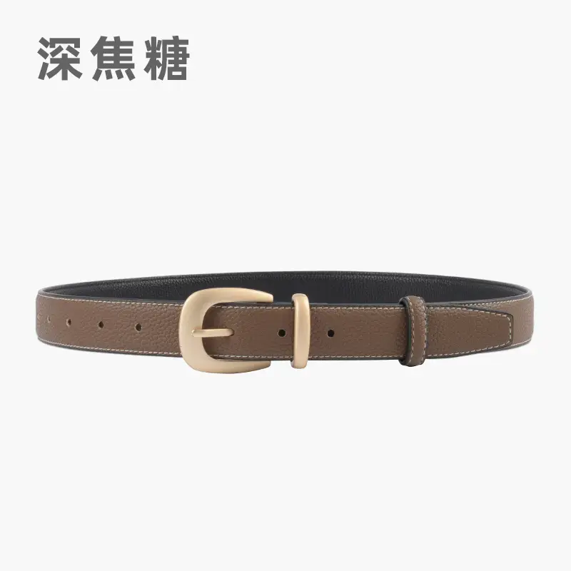 Women's Genuine Leather Belt with Gold Buckle - Image 16