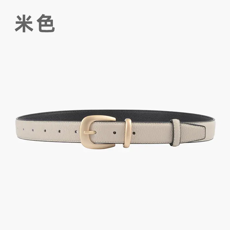 Women's Genuine Leather Belt with Gold Buckle - Image 2