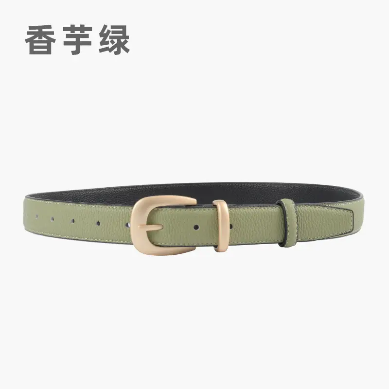 Women's Genuine Leather Belt with Gold Buckle - Image 3