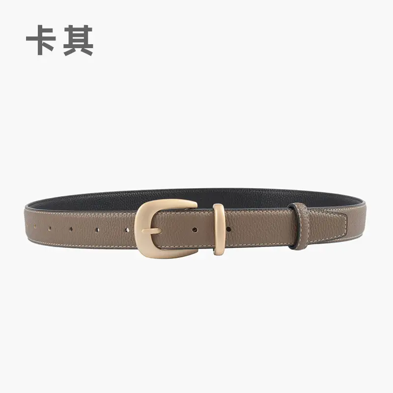 Women's Genuine Leather Belt with Gold Buckle - Image 4