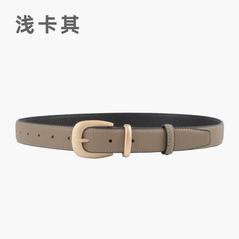 Women's Genuine Leather Belt with Gold Buckle - Image 5