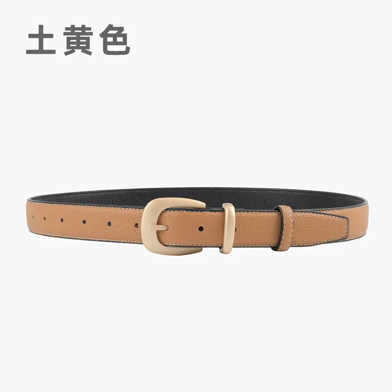 Women's Genuine Leather Belt with Gold Buckle - Image 8