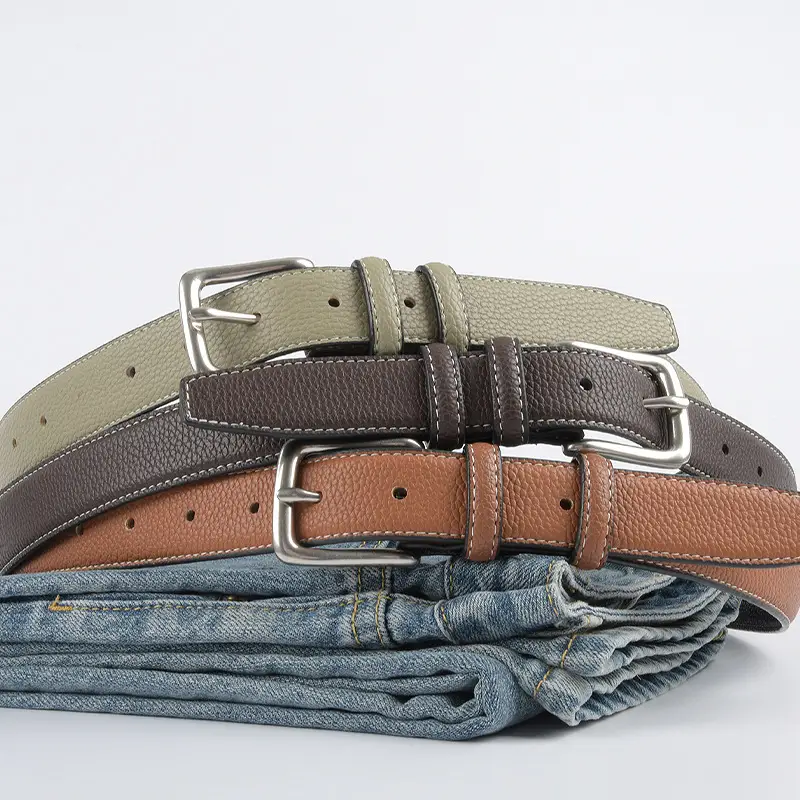 Women's Genuine Leather Belt Lemon Yellow with Buckle - Image 18
