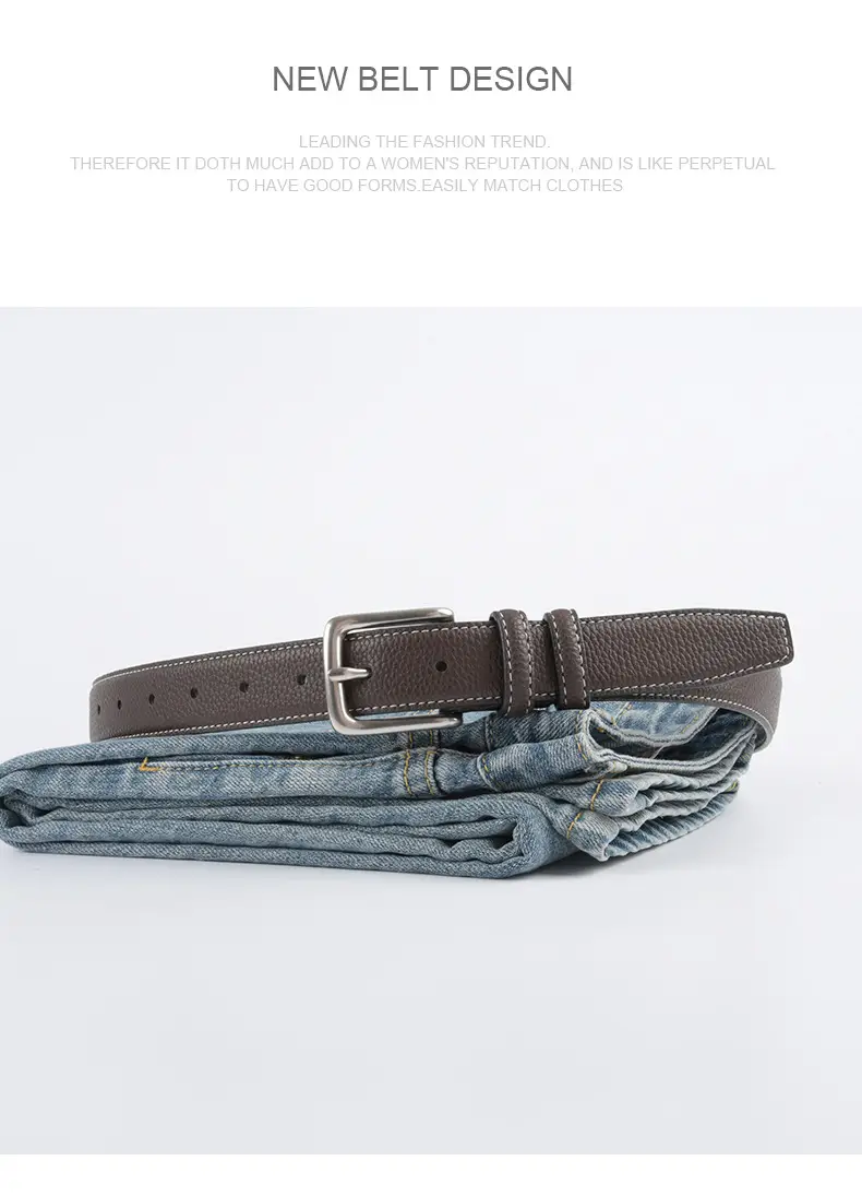 Women's Genuine Leather Belt Lemon Yellow with Buckle β feature 12