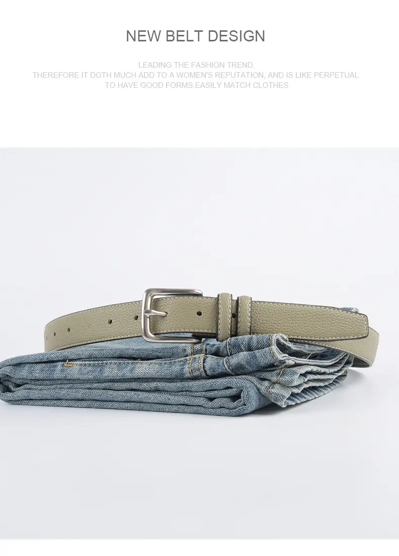 Women's Genuine Leather Belt Lemon Yellow with Buckle β feature 13