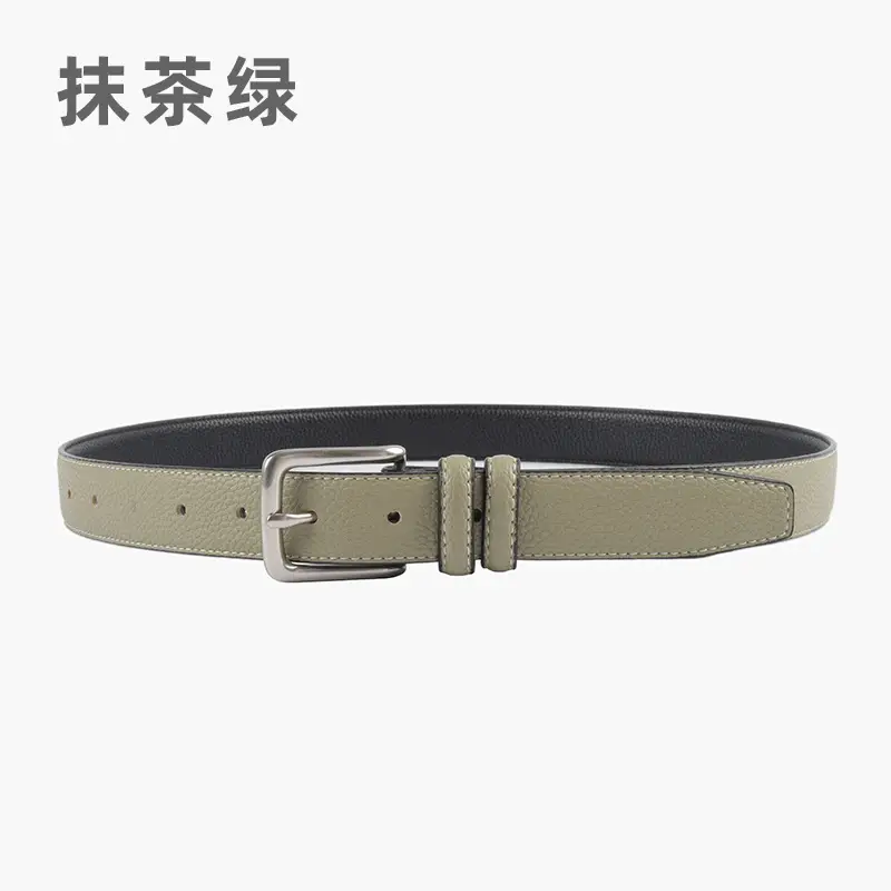 Women's Genuine Leather Belt Lemon Yellow with Buckle - Image 12