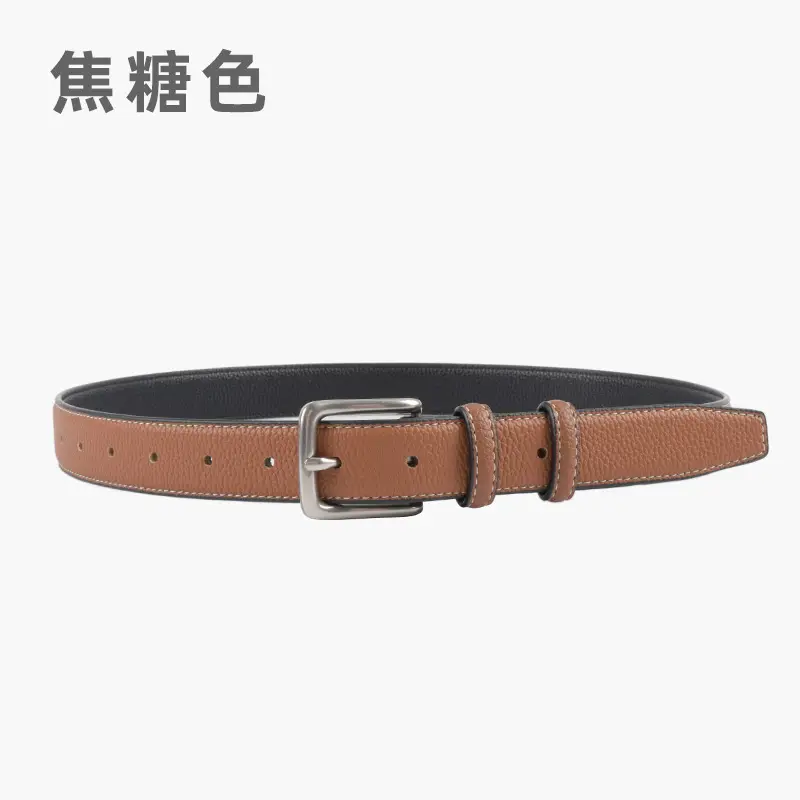 Women's Genuine Leather Belt Lemon Yellow with Buckle - Image 14