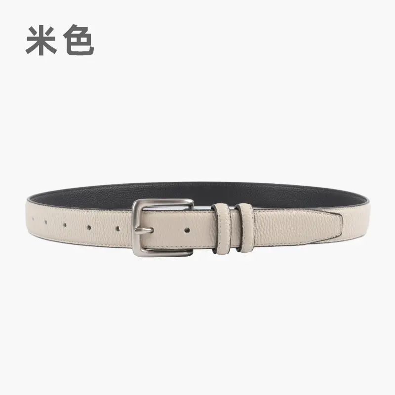 Women's Genuine Leather Belt Lemon Yellow with Buckle - Image 2