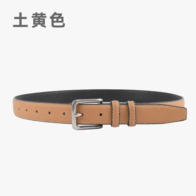 Women's Genuine Leather Belt Lemon Yellow with Buckle - Image 8