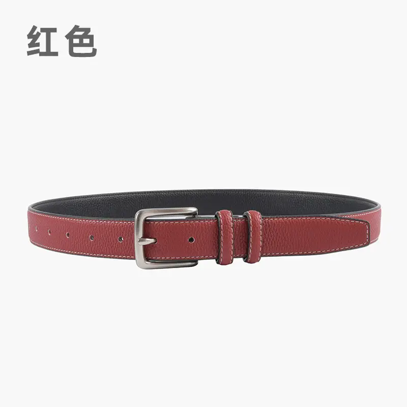 Women's Genuine Leather Belt Lemon Yellow with Buckle - Image 9
