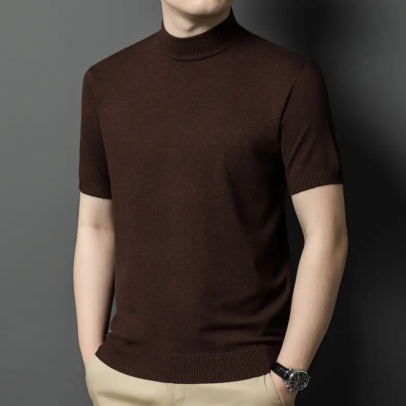 Men's Brown Turtleneck Cardigan 2025 Winter - Image 6