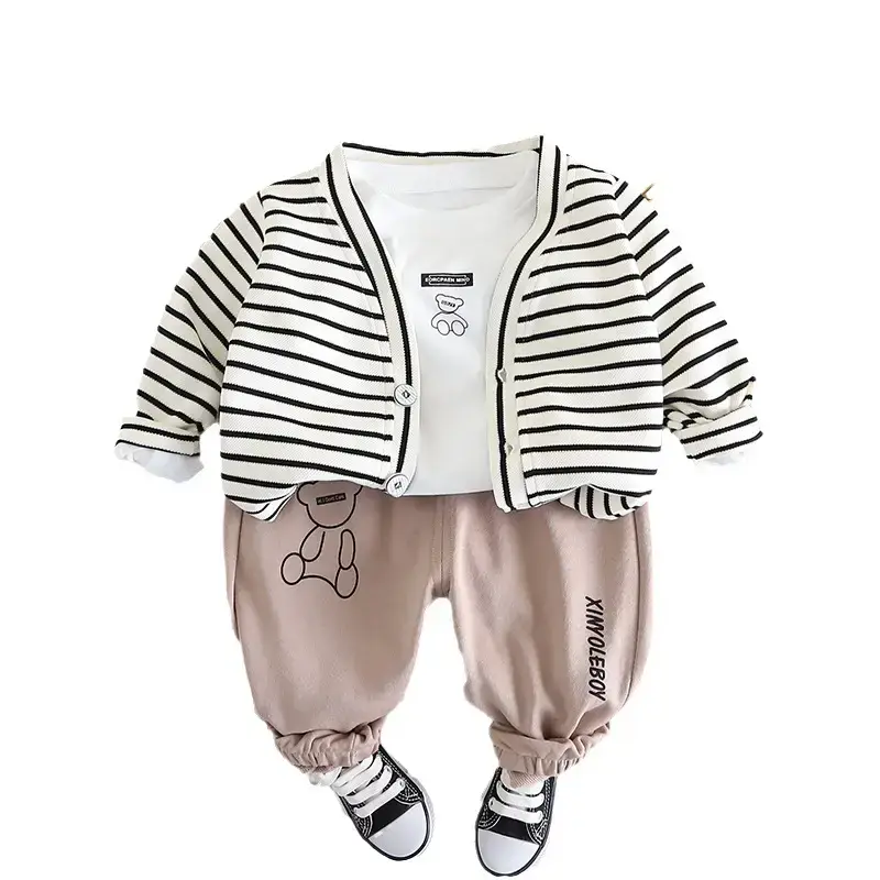 2023 Kids Pinstripe T-Shirt & Pants Set for Boys - Image 7