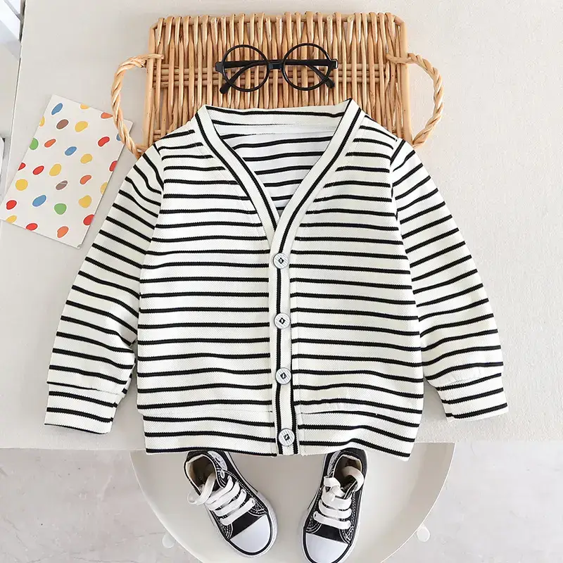 2023 Kids Pinstripe T-Shirt & Pants Set for Boys - Image 2