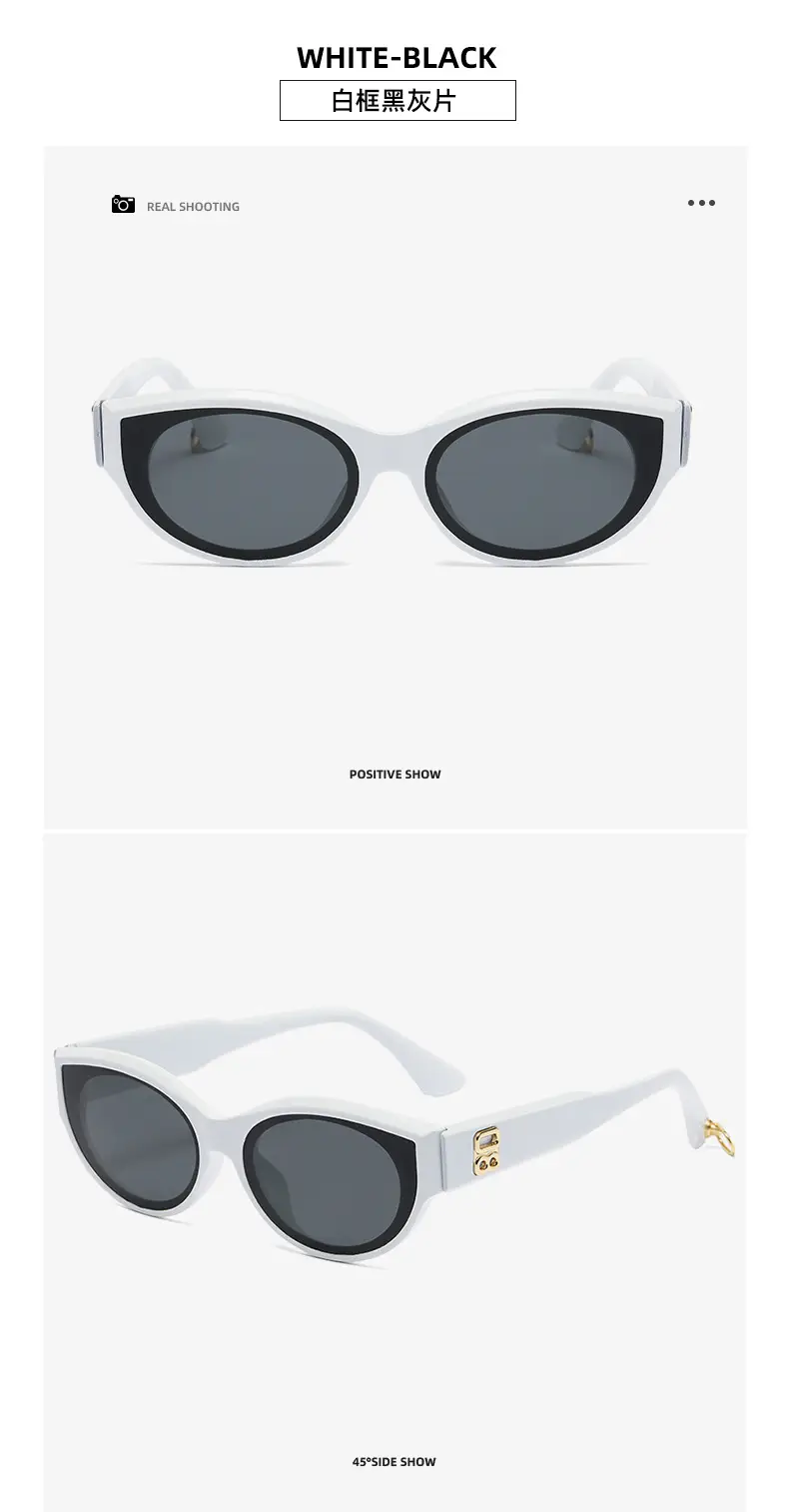 Retro Cat's Eye Sunglasses Women White Black — feature 19