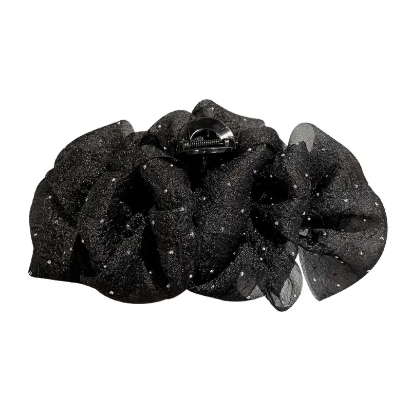 Korean Hairpin with Mesh Black White Clip