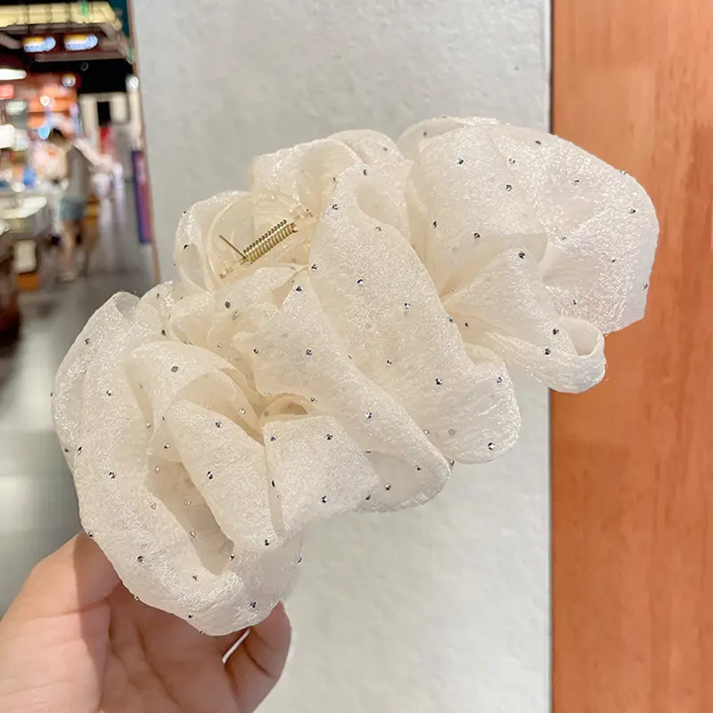 Korean Hairpin with Mesh Black White Clip