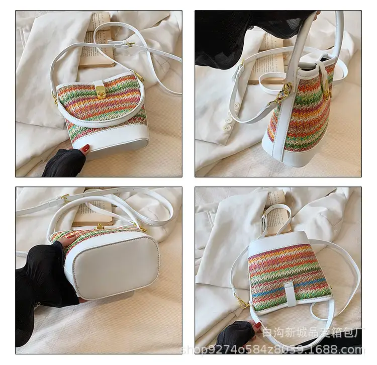 Women's Ethnic Straw Bag Brown Leather Handle 2023 — feature 5