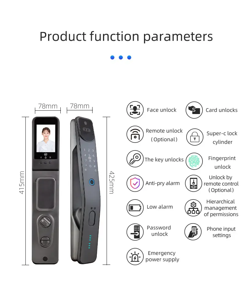 Home-Use Cross-Border Graffiti Smart Lock Fully Automatic Facial Recognition Smart Lock for Entry Doors Fingerprint Password Lock Wholesale — feature 3