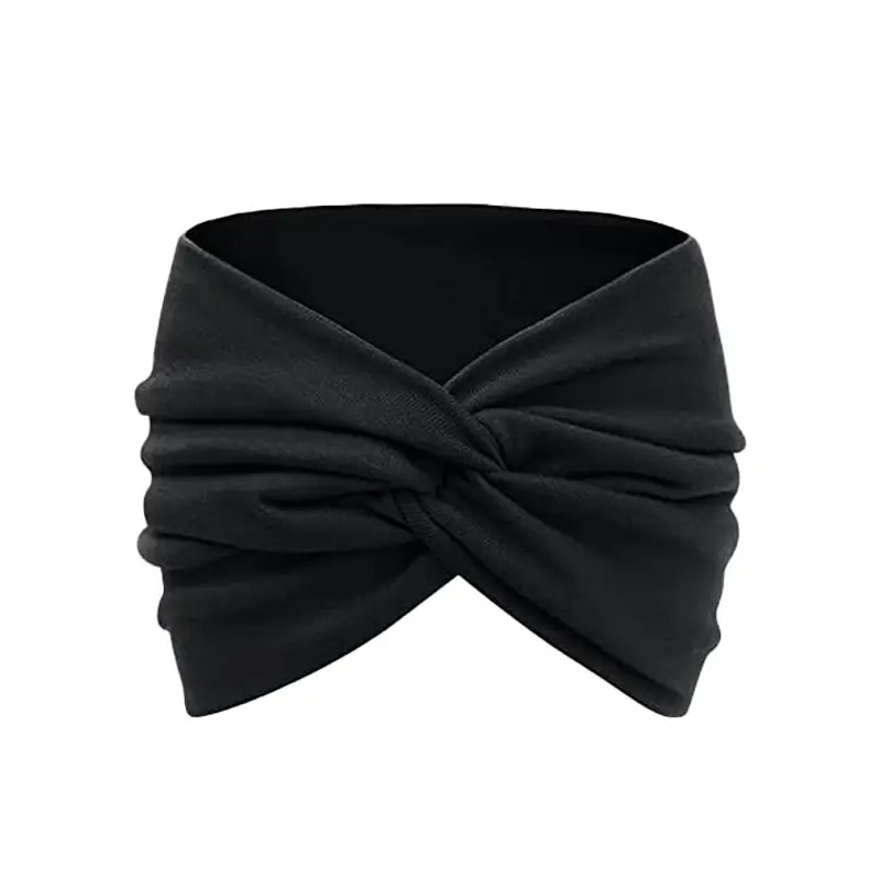 Black Ultra Wide Edge Elastic Headband for Women