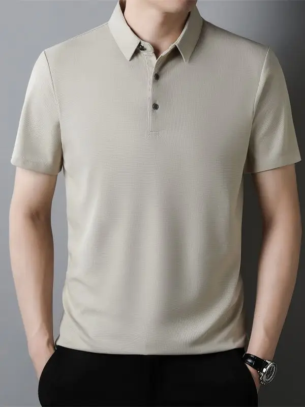Men Navy Blue Polo Shirt Short Sleeve Casual Wear