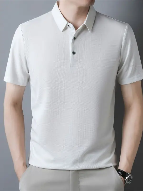 Men Navy Blue Polo Shirt Short Sleeve Casual Wear